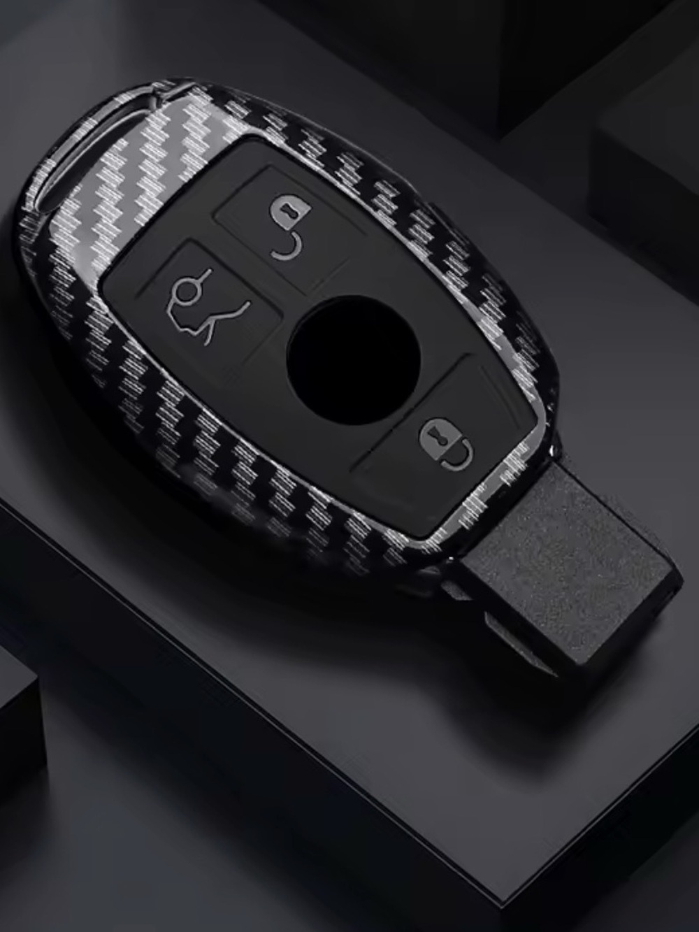ABS Carbon Fiber Car Key Case Cover For Mercedes Benz A B C E Class